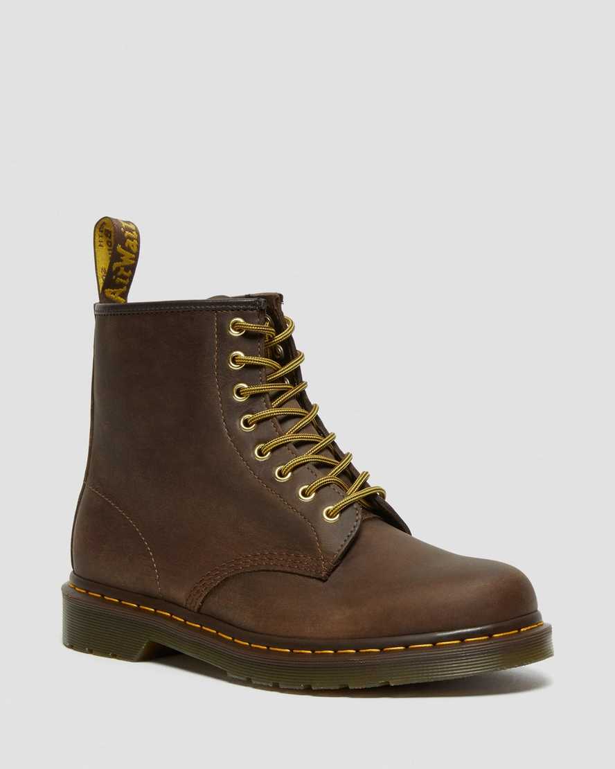 Dr. Martens 1460 Crazy Horse Nahka Miesten Nauhalliset Nilkkurit - Ruskea Nilkkurit [482-FKWBVG]